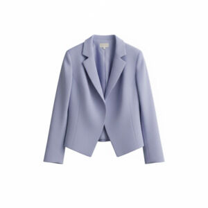Coldwater Creek Women's Periwinkle Blue Silk Linen Blend Open Front Blazer Sz L